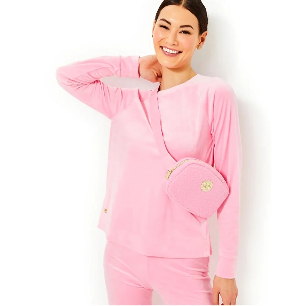 LILLY PULITZER Ciana Velour Top In Conch Shell Pink - Picture 4 of 10